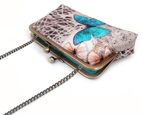 Image of Blue butterfly clutch bag