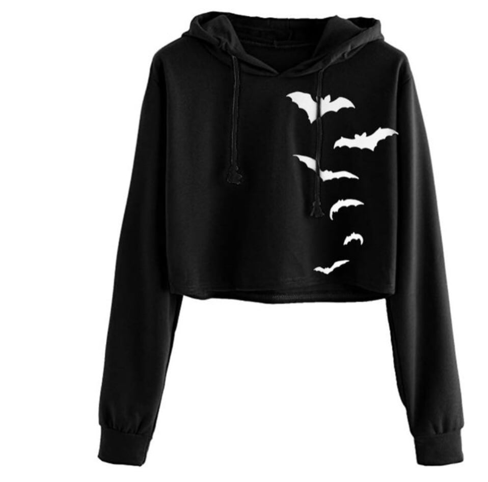 Vampy Ghoul Web Cropped Hoodie