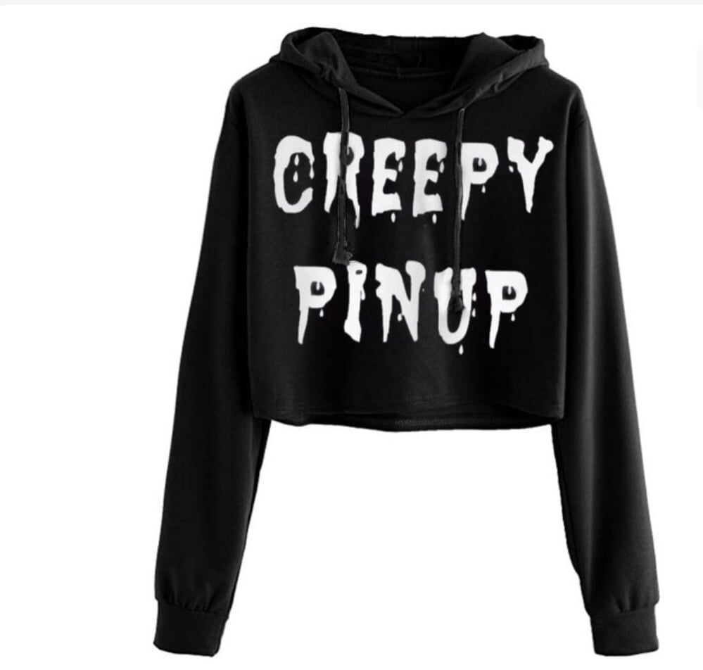 Creepy Pinup Cropped Hoodie