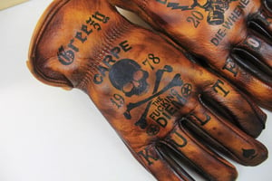 Image of Carpe Diem/Live Fast,Die Whenever custom leather gloves
