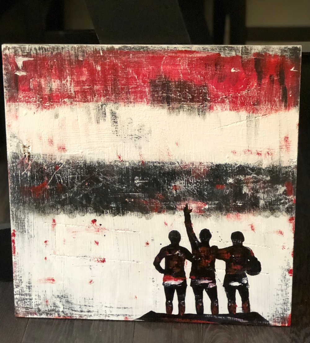 The Holy Trinity - Manchester United original art panited on wood 40 x 40 cms