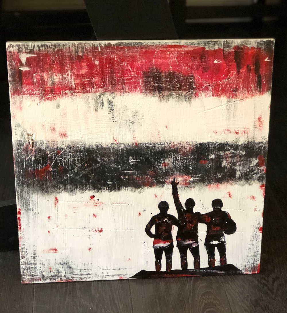 The Holy Trinity - Manchester United original art panited on wood 40 x 40 cms