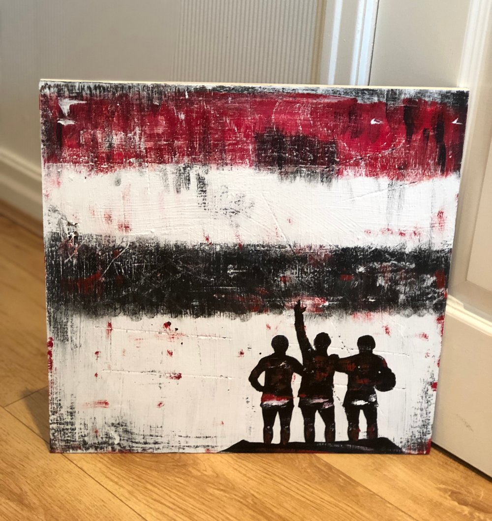 The Holy Trinity - Manchester United original art panited on wood 40 x 40 cms