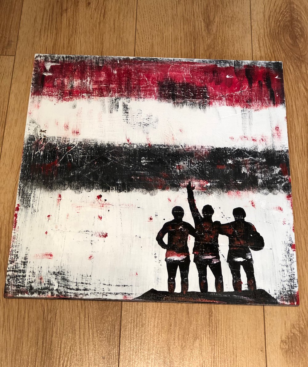 The Holy Trinity - Manchester United original art panited on wood 40 x 40 cms