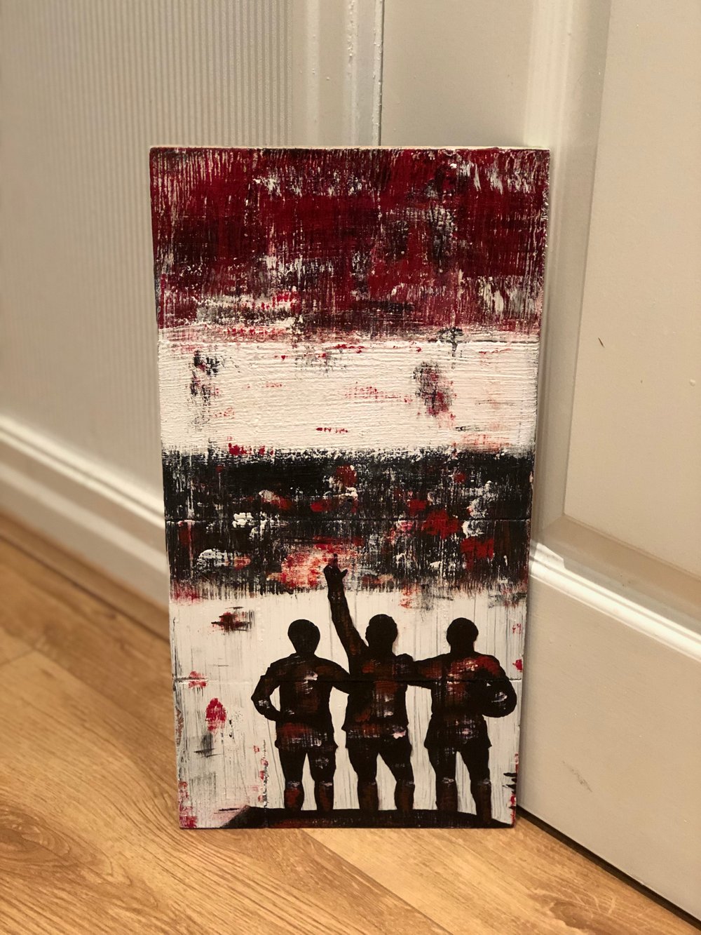 The Holy Trinity - Manchester United original art panited on wood 40 x 20 cms