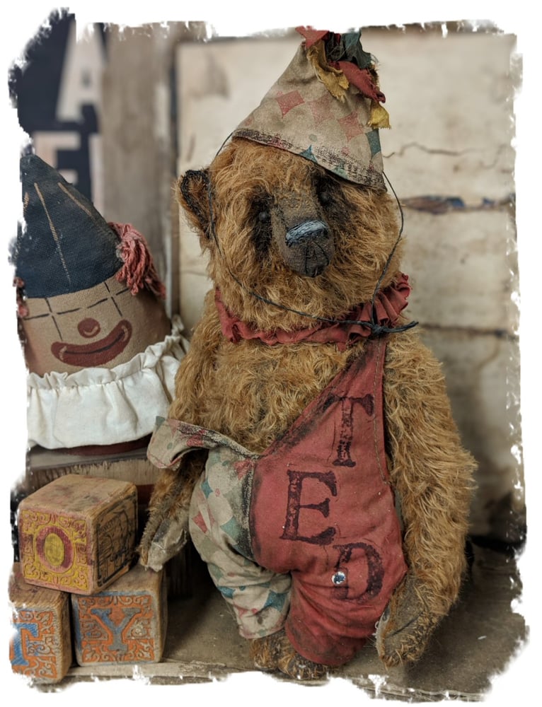 Image of Old Ted 11.5" vintage style mohair carnival teddy bear by whendi's Bears
