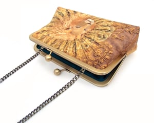 Image of Gold lion, printed silk clutch bag + chain handle