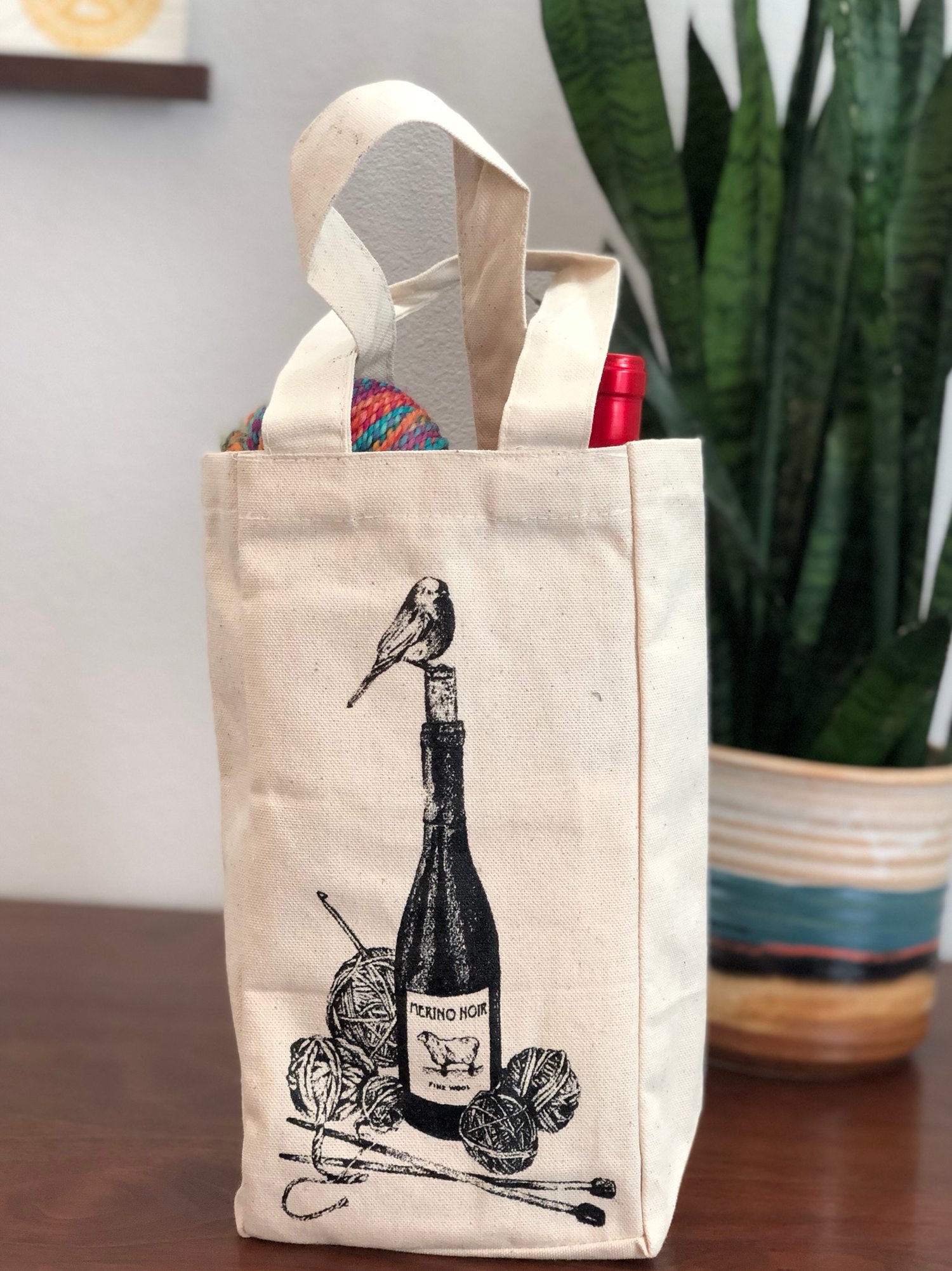 Image of Merino Noir Wool + Wine Project/Wine Tote