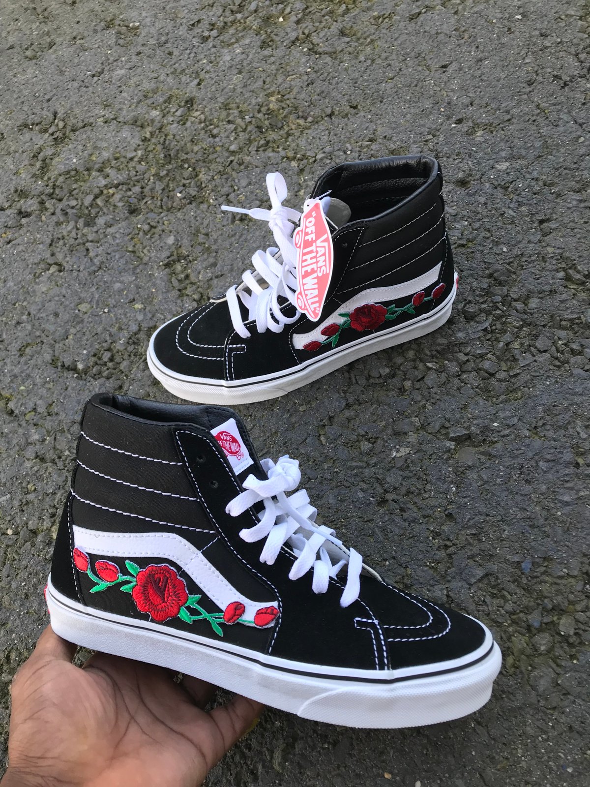 custom vans rose patch