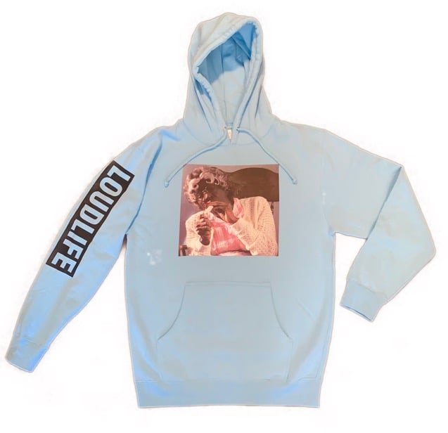 Image of Smoking Grandma Hoodie (Blue Aqua)