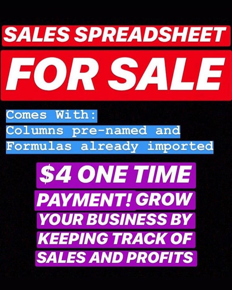 Image of Sales Spreadsheet 