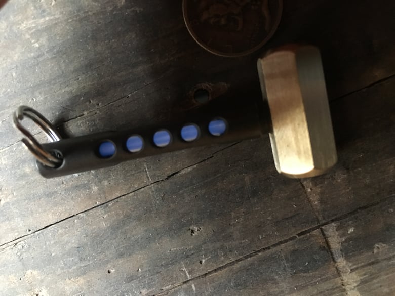 Image of 2-tone Brass Hammer Lantern w/blue tritium 