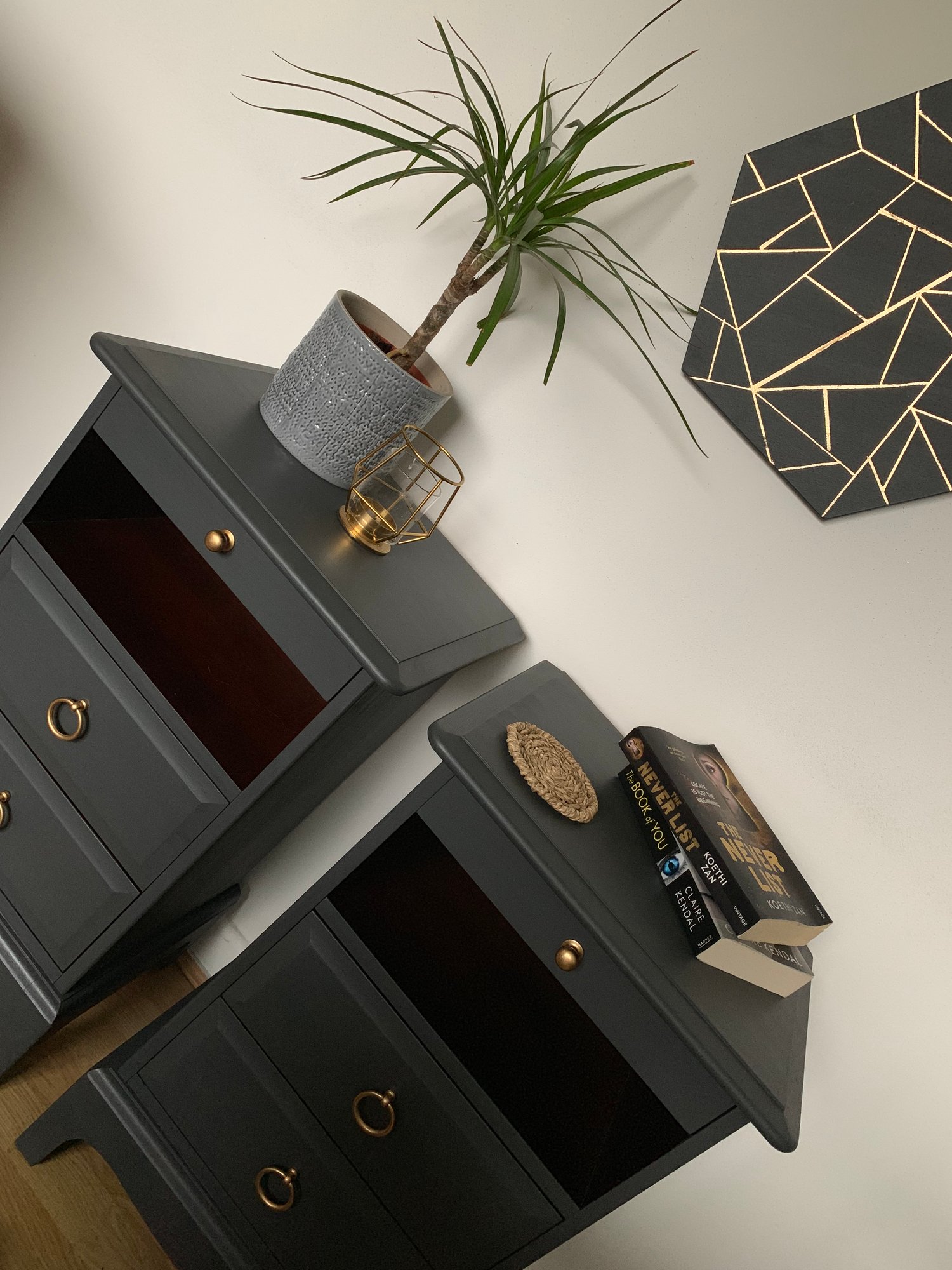 Pair of best sale grey bedside tables