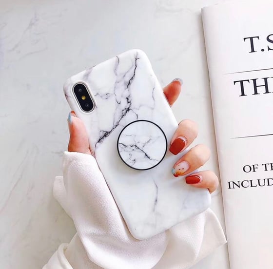 Image of White Marble iPhone Case + Pop Socket