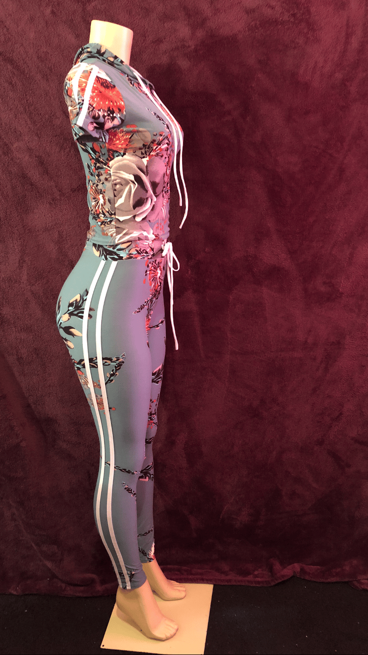 Image of Gray rose spring green lounge set