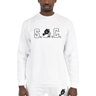 Image of Loudlife Louie Crewneck White (Appliqué logo)