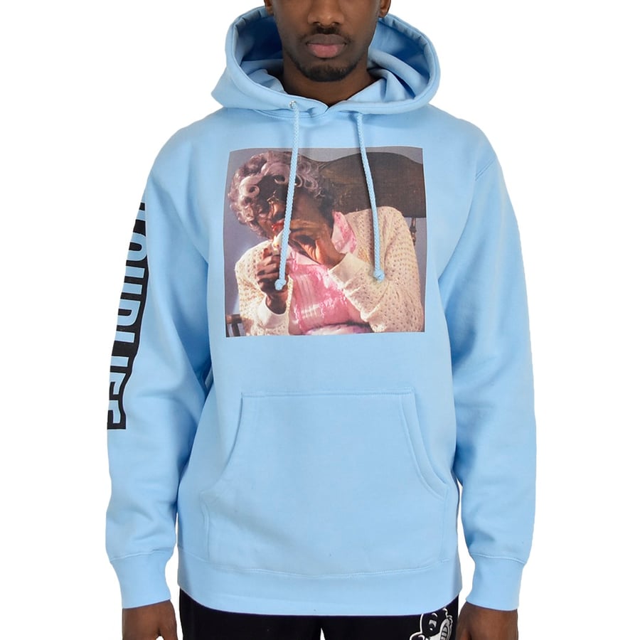 Image of Smoking Grandma Hoodie (Blue Aqua)