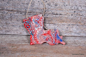 Image of Handmade Ceramic Louisiana Ornament / Wall Hanging of Porcelain Clay 