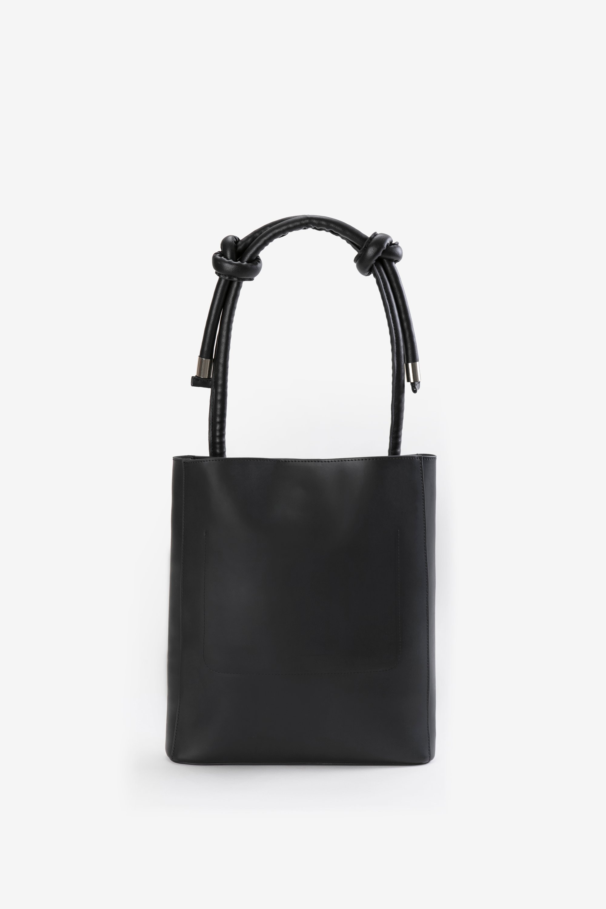 Image of ZOEE 2 ways chunky knot charcoal black leather bag with adjustable strap