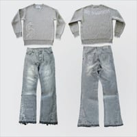 Image 2 of Hip Hop Dollar Logo Embroidery Streetwear Unisex Baggy Set 2 pcs Set Y2K Autumn Winter Retro Knitted