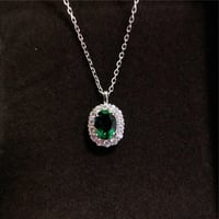 Image 2 of Oringal White Gold Au585 Pendant Popular Oval Shape 1.5CT Emerald Diamond Engagement Pendant Necklac