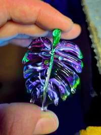 Image 1 of Drippy uv purple mix monstera leaf pendant 💦🌿💜