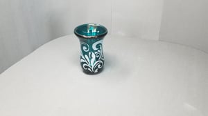 Image of Silver green vase with floral motif