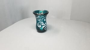 Image of Silver green vase with floral motif