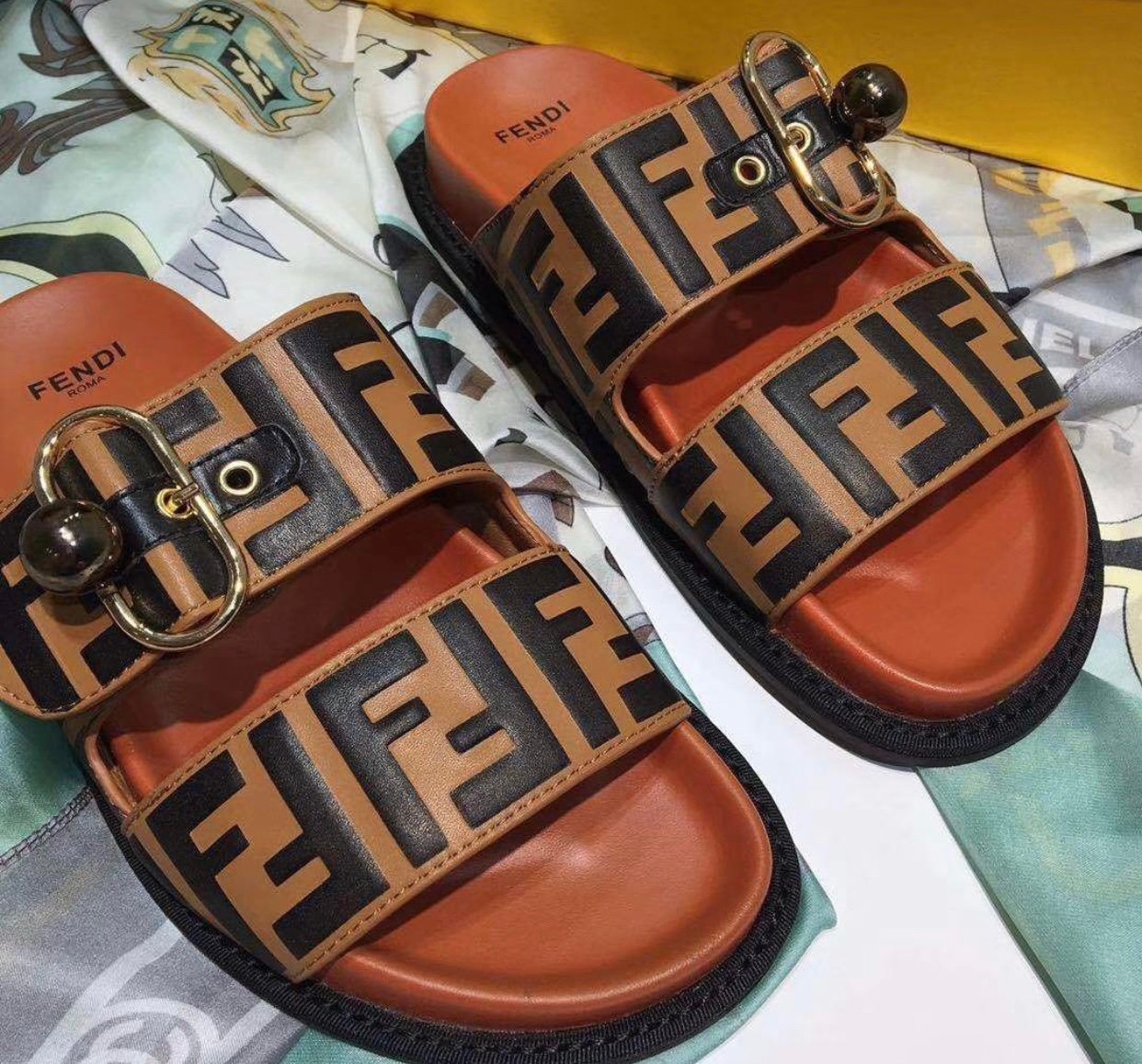 fendi print sandals