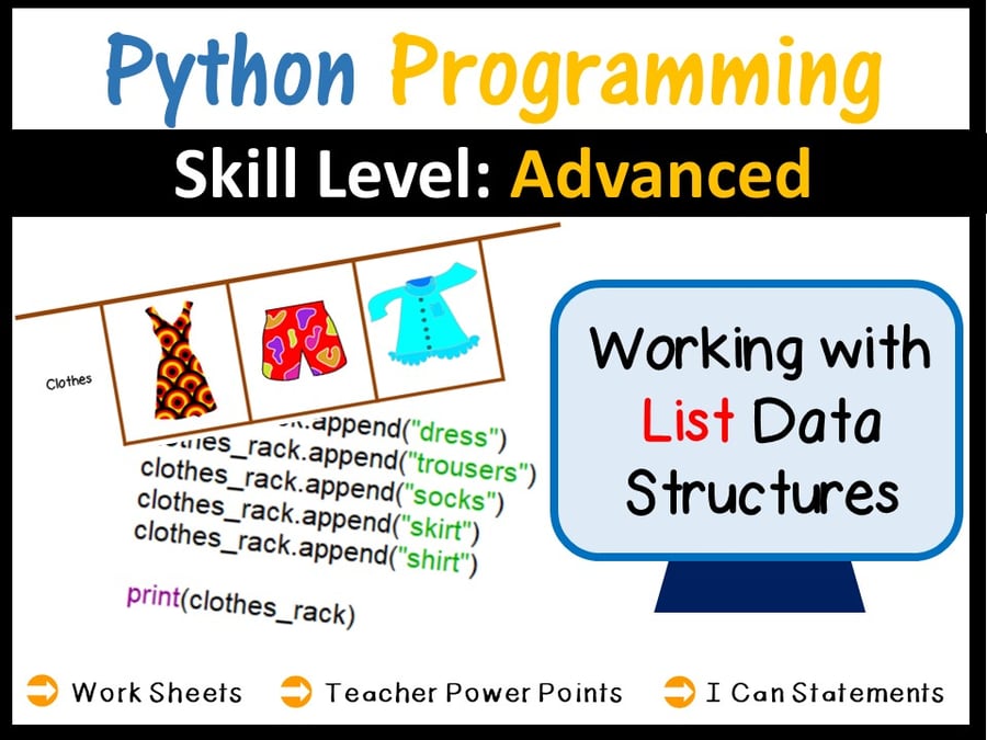 Image of Python Programming – Working with Lists (1D Arrays) (Skill Level: Advanced)