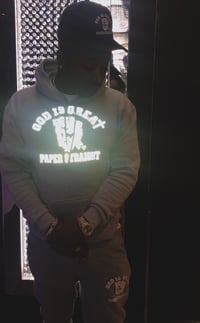 Image 1 of GOD IS GREAT PAPER STRAIGHT REFLECTIVE LOGO HOODIE