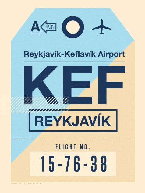 Image of Flight Tag Prints - Reykjavik