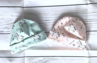 Unicorn baby hat, jersey unicorn print hat, going home baby hat