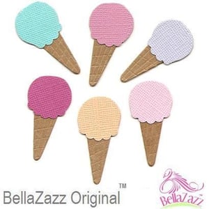 Image of 6 BellaZazz™ Original paper pieced embellishments - assorted colors - ICE CREAM CONES