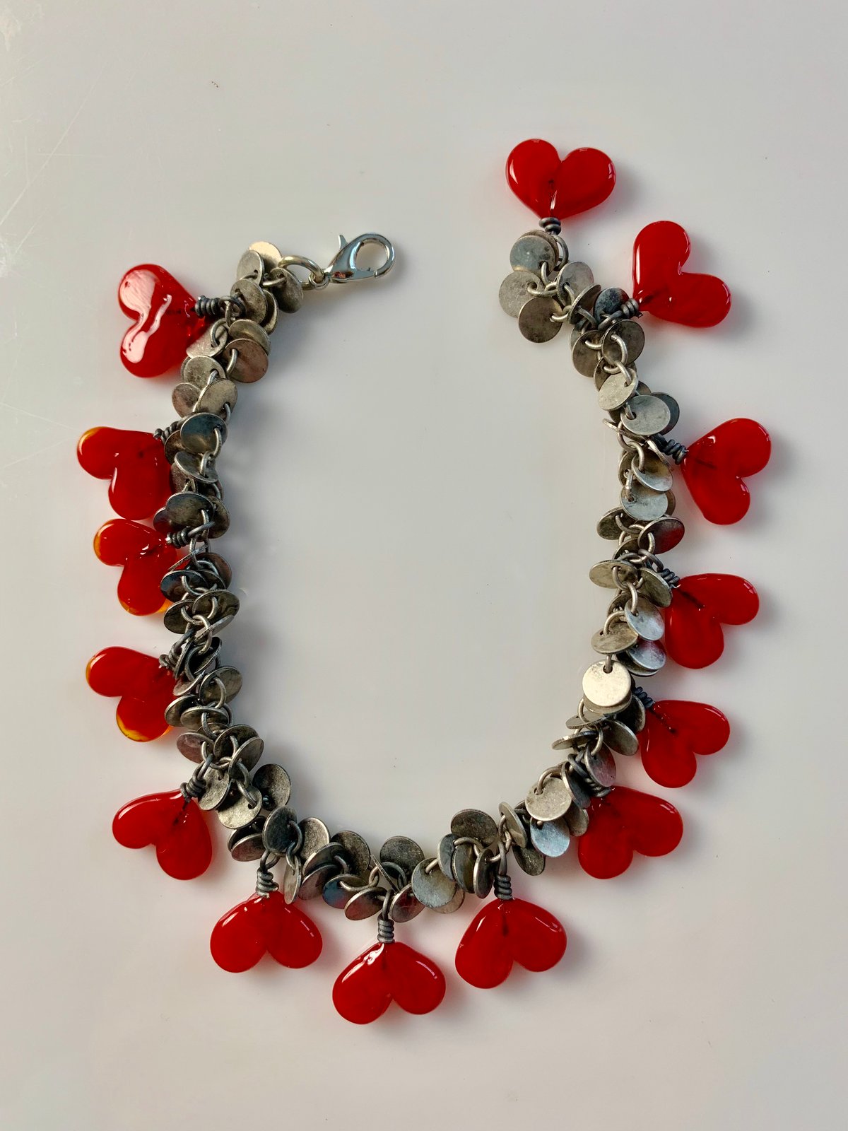 Image of Red Heart Dangle Bracelet