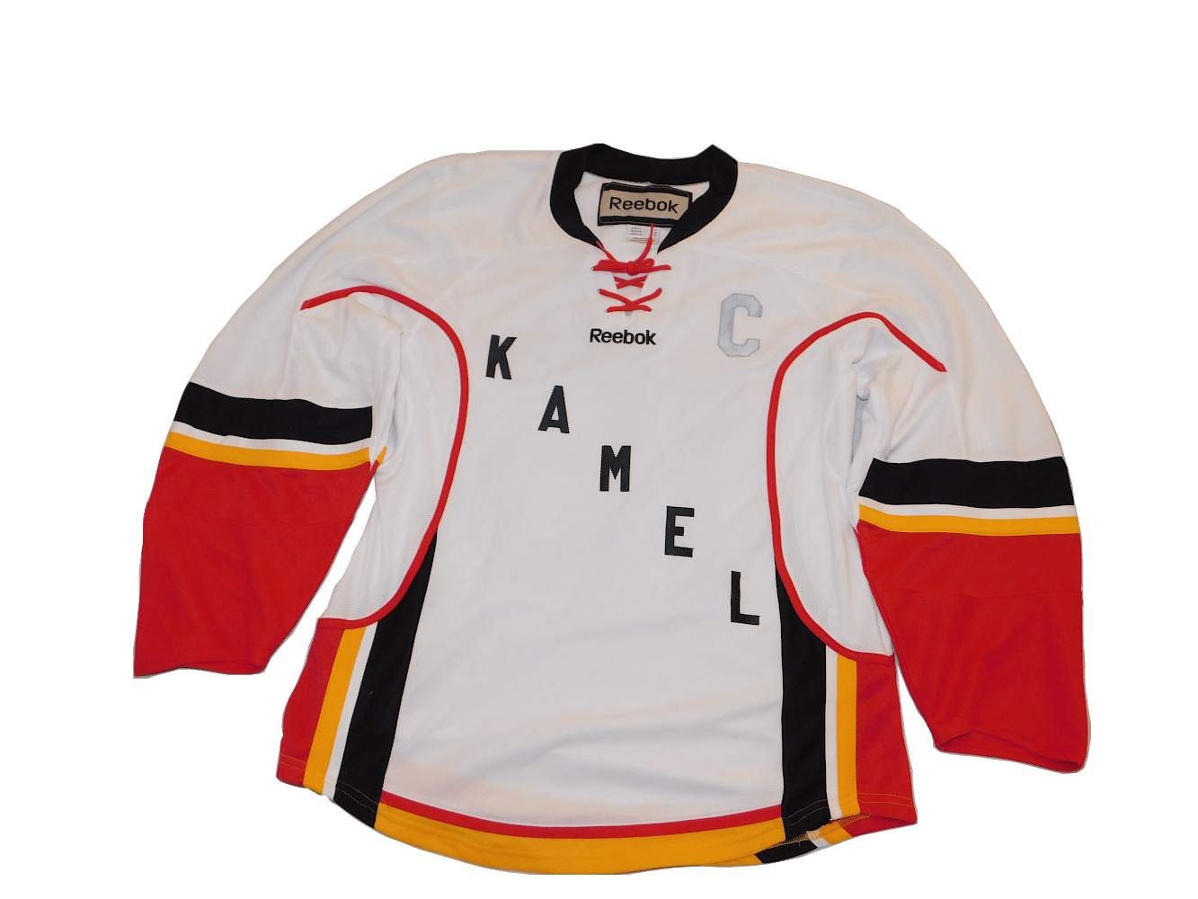 Reebok black/yellow/red hockey jersey 