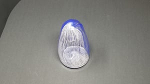 Image of 7" x 4" Closed Form Blue and White Twisty Cane Vessel