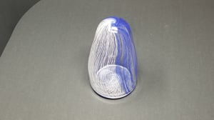 Image of 7" x 4" Closed Form Blue and White Twisty Cane Vessel