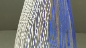 Image of 7" x 4" Closed Form Blue and White Twisty Cane Vessel