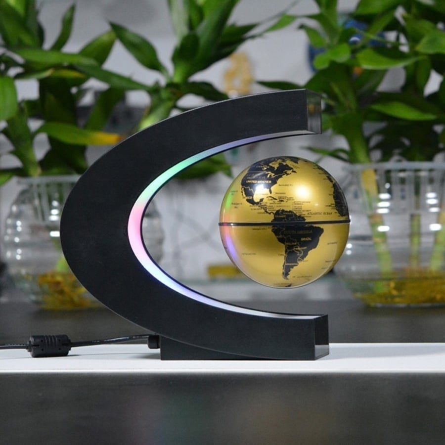 Image of  GLOBE TERRESTRE LUMINEUX EN LEVITATION BASE  C / OR