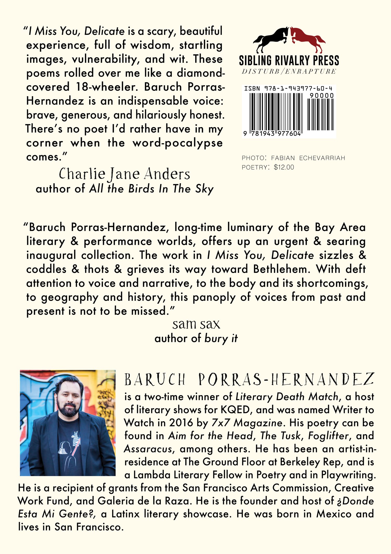 Image of I Miss You, Delicate (THE SAD, SWEET ONE) by Baruch Porras-Hernandez