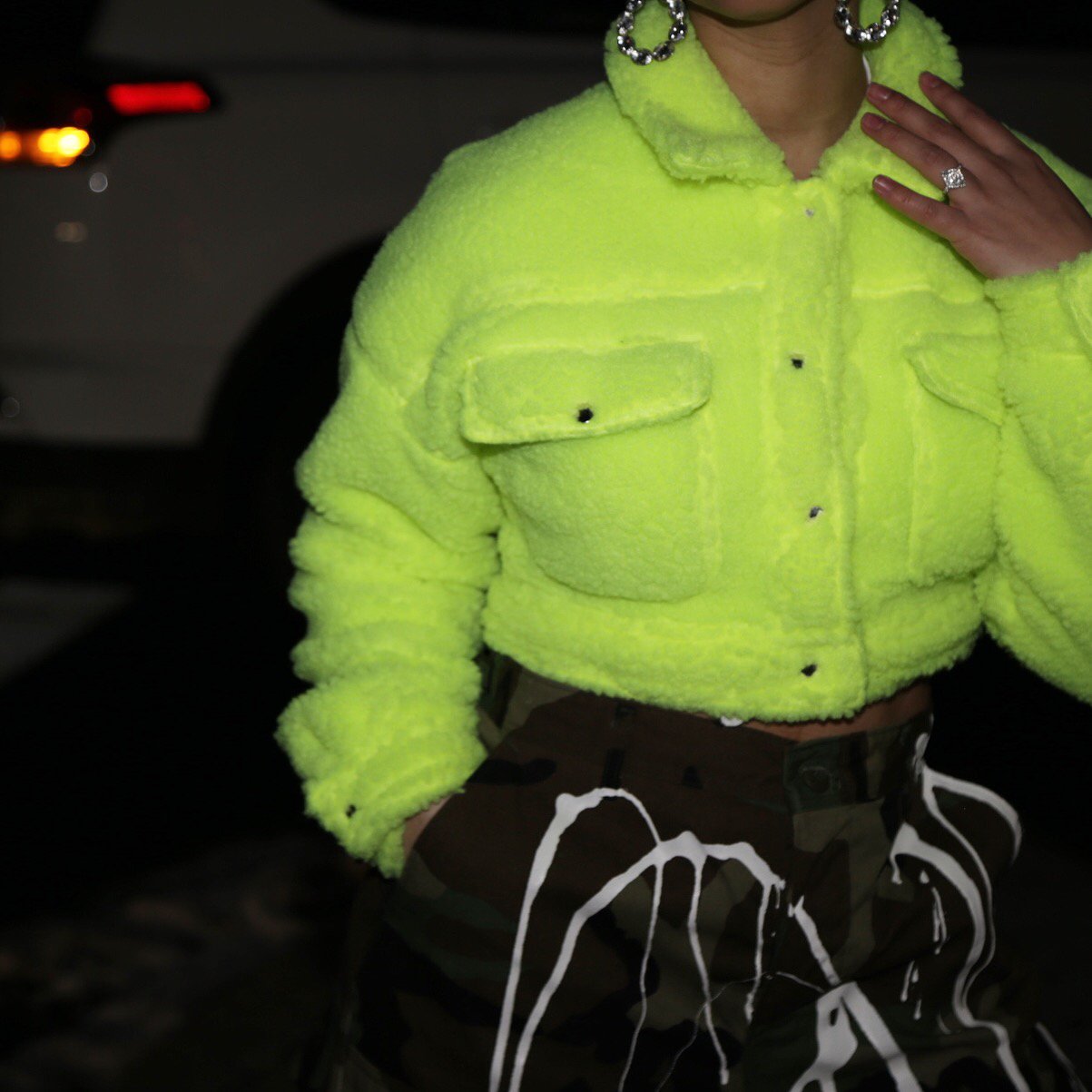 neon teddy jacket