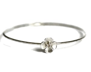 Image of Silver or Oxidised Flower skinny stacking bangle