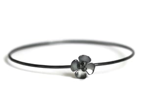 Image of Silver or Oxidised Buttercup Flower skinny stacking bangle