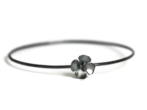 Image of Silver or Oxidised Flower skinny stacking bangle