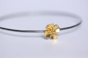 Image of Silver or Oxidised Buttercup Flower skinny stacking bangle