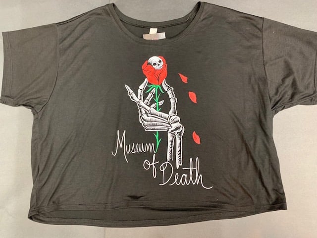 Image of M.O.D. Skull Rose Crop Top Flowy Shirt