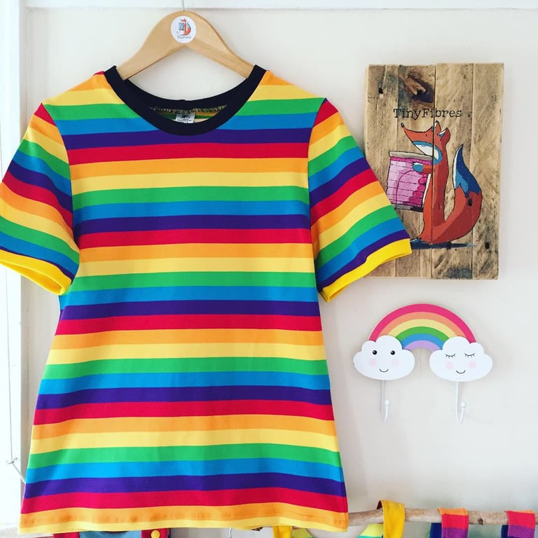 Rainbow Stripe Short Sleeve T-shirt | TinyFibres