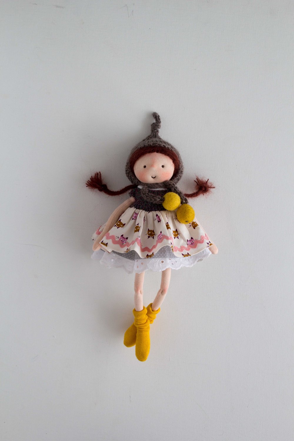 Image of Gretel - wool filled waldorf inspired sculpted sock doll
