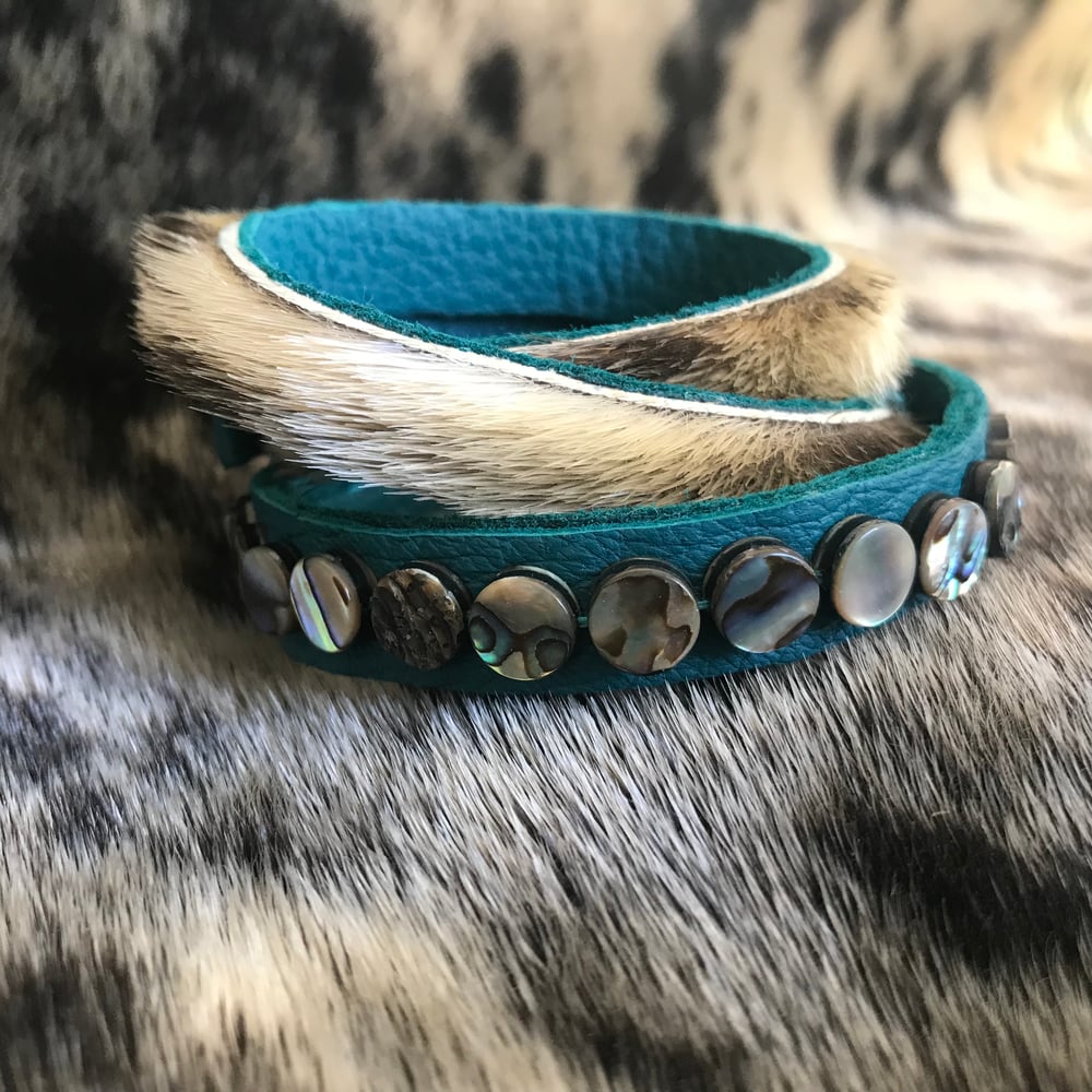 Image of Sealskin and Abalone Wrap Bracelet